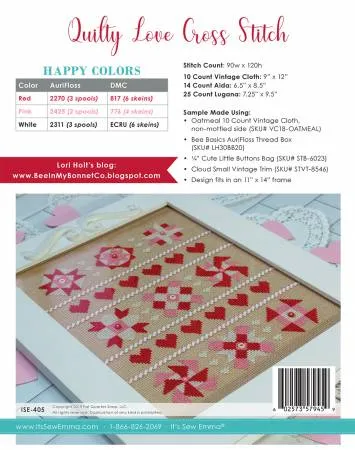 Counted Cross Stitch, QUILTY LOVE Pattern by Lori Holt