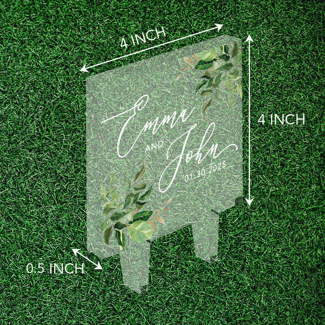 Custom Eucalyptus Greenery Square Acrylic Cake Topper Collection