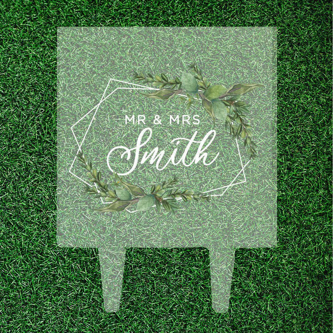 Custom Eucalyptus Greenery Square Acrylic Cake Topper Collection