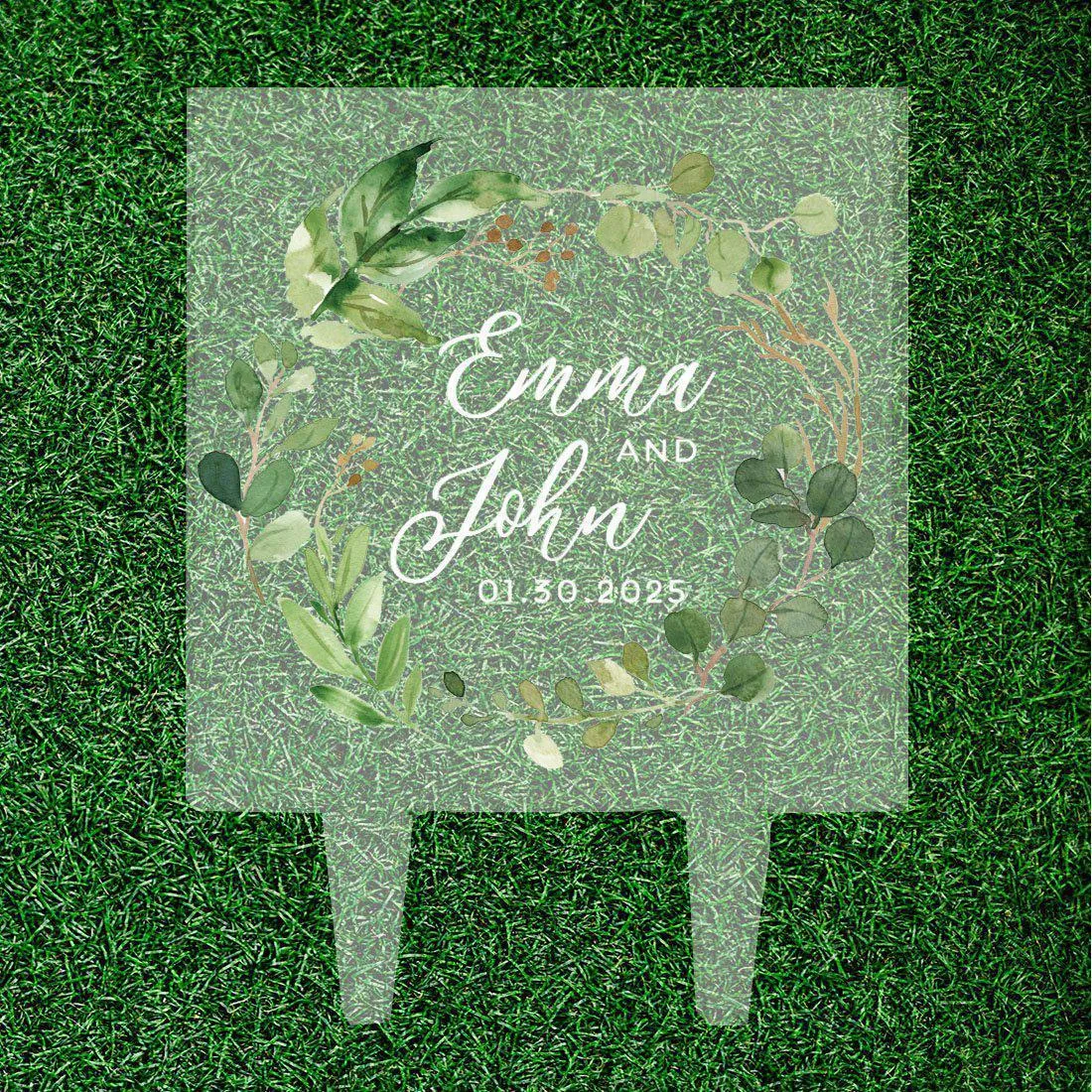 Custom Eucalyptus Greenery Square Acrylic Cake Topper Collection