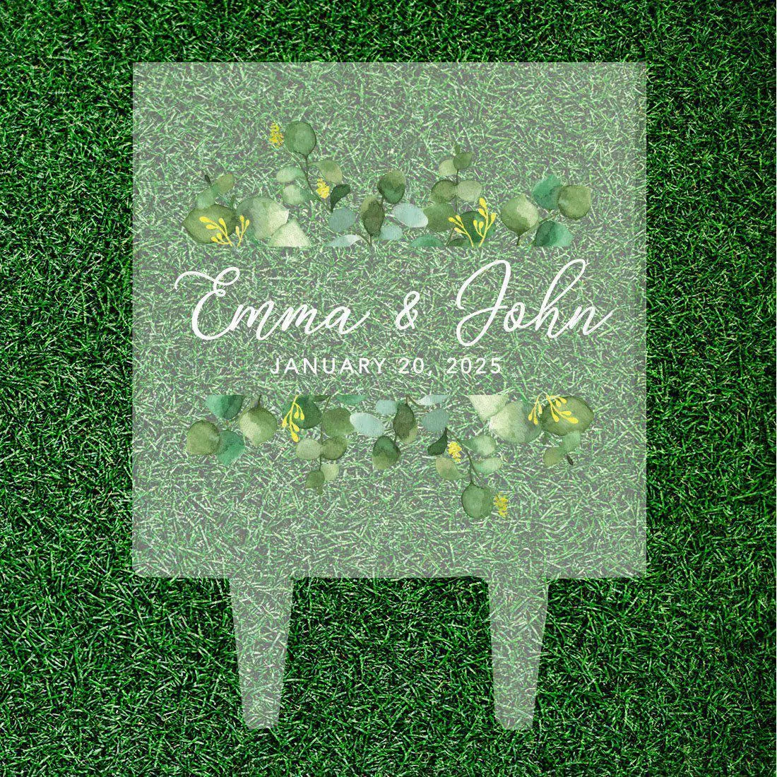 Custom Eucalyptus Greenery Square Acrylic Cake Topper Collection