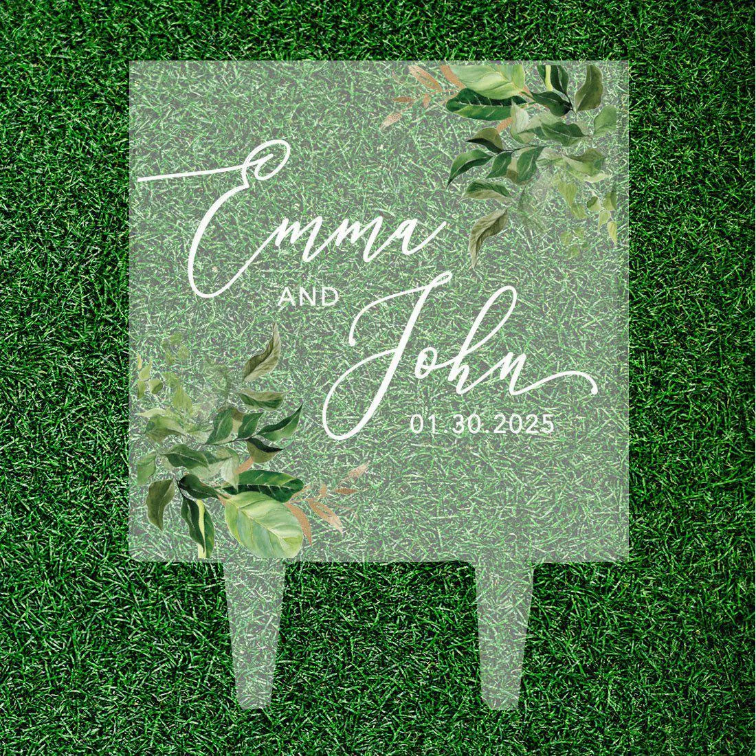 Custom Eucalyptus Greenery Square Acrylic Cake Topper Collection