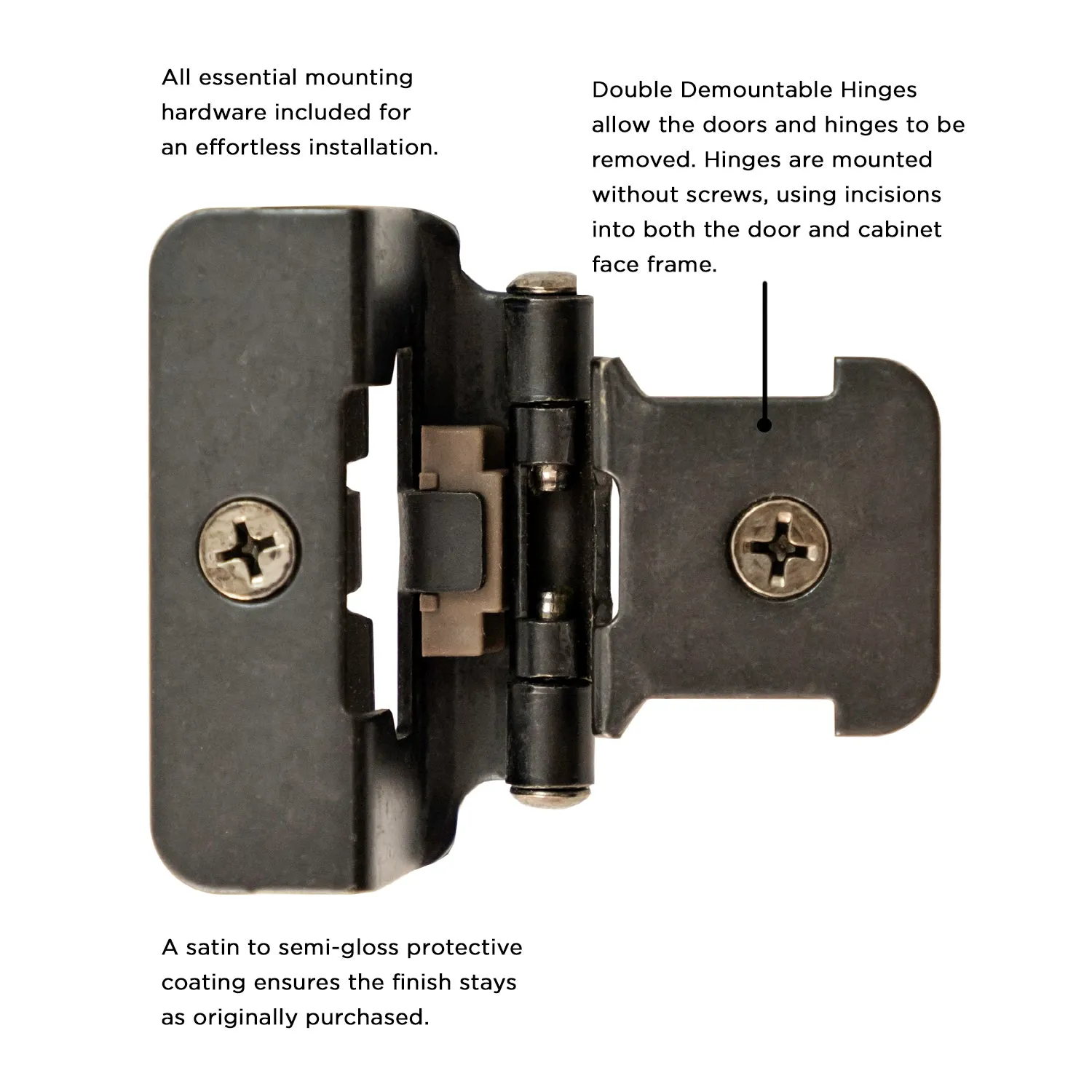 Double Demountable 1/2 Inch Overlay (2-Pack) Hinge