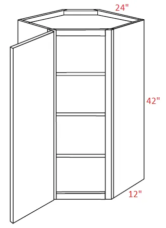 EB10-CW2442 Elegant White Assembled 24x42 Wall Diagonal Corner Cabinet
