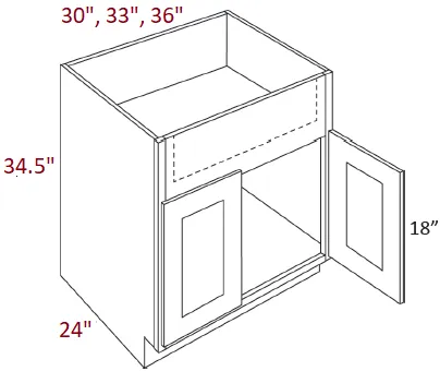 EB22-SB36-FS Elegant Dove Assembled 36" Farm Sink Base Cabinet