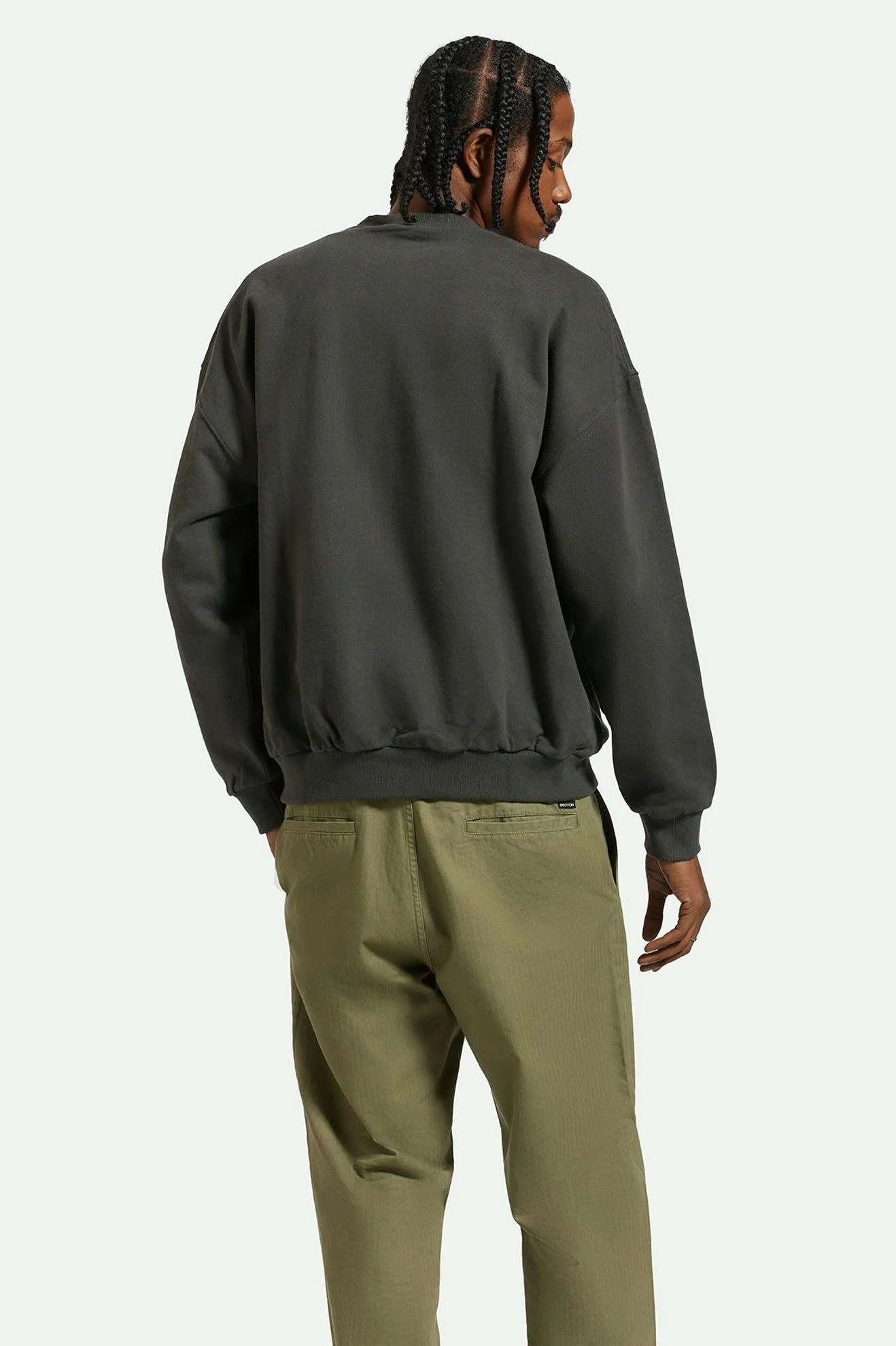 Embroidered Heavyweight Oversized Crew - Washed Black
