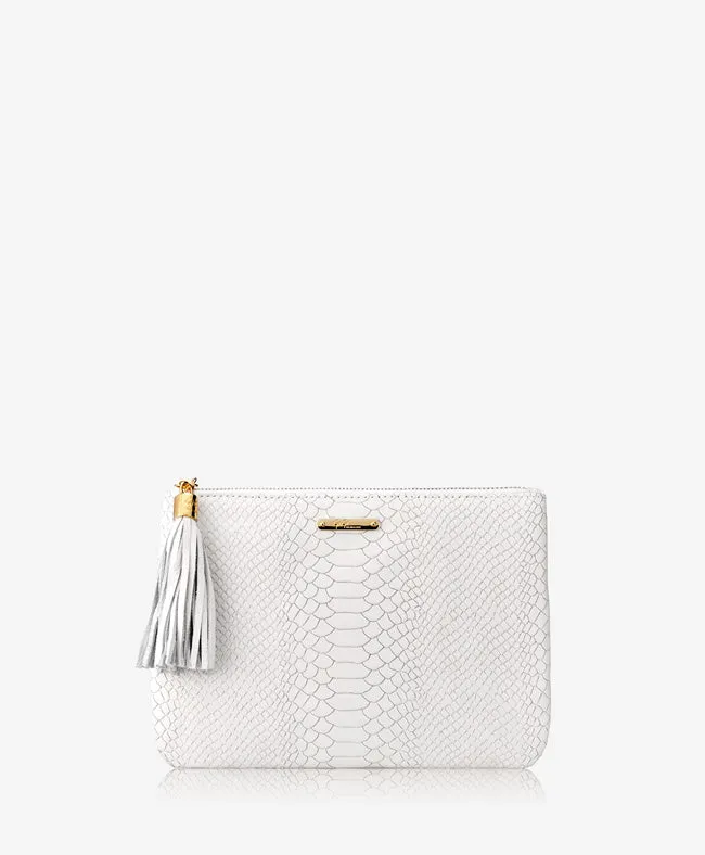 GiGi New York - All In One Bag w/ Slip Pocket White Embossed Python Leather