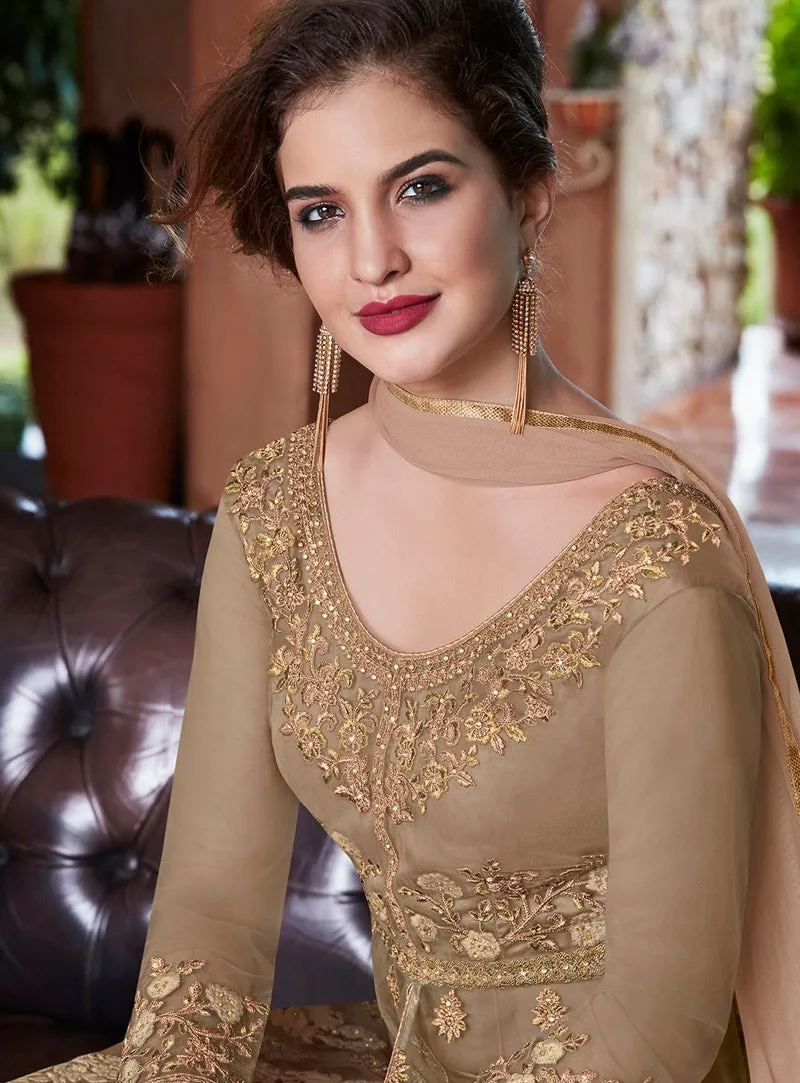 Golden Glamour Embroidered Slit Style Anarkali Suit