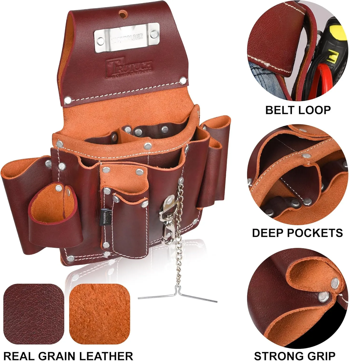 Grain Leather Electrician Tool Pouch | Carpenter Tool Pouch | Electrician Pouch | Electric Tool Bag | Electrician Bag | Leather Tool Belt