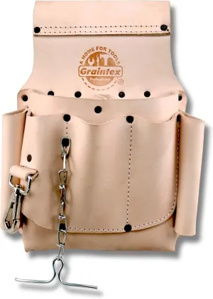 Graintex Electrician Leather Tool Pouch | Natural Color Top Grain Leather | Perfect for Tool Belt Electrician Tools, Durable and Spacious Design Tool Bag for Electrician, Handymen DIY - ET2199