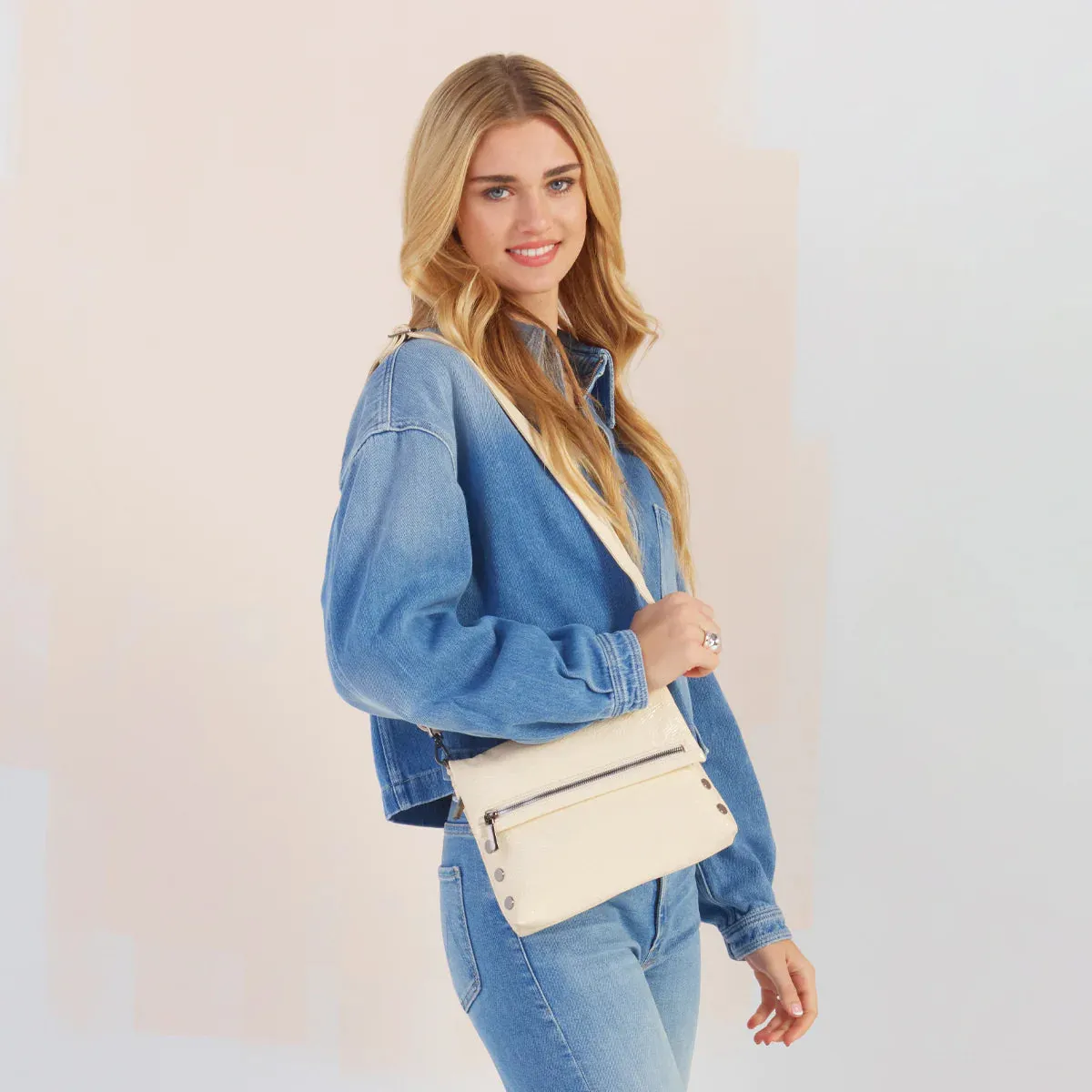 Hammitt VIP Medium Crossbody Clutch in Alabaster Glaze/Gunmetal
