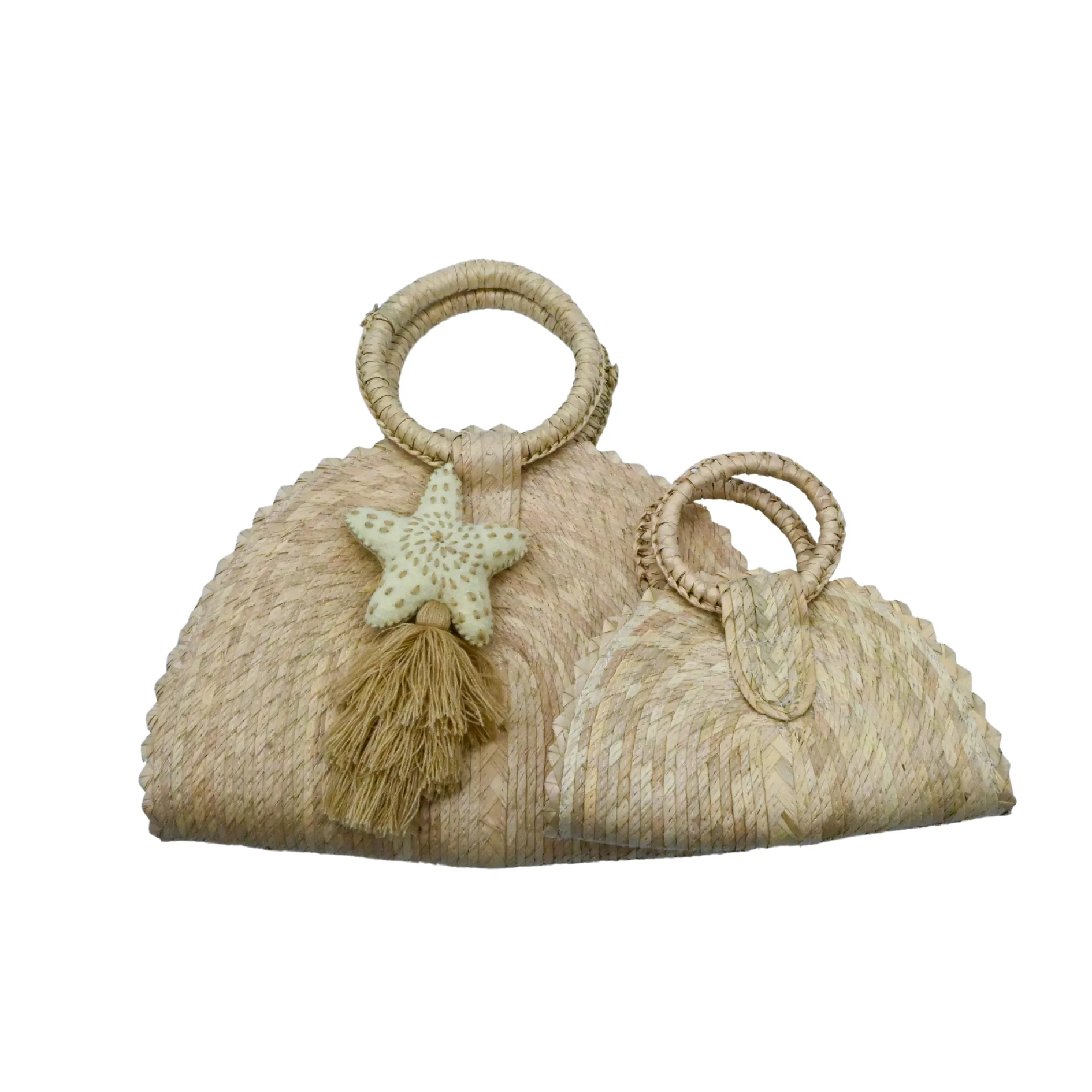 Hand Woven Crescent Purse with Pompon