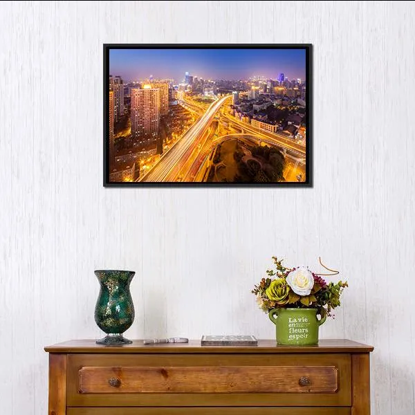 Intersection Of Two Viaducts  Shanghai Canvas Wall Art