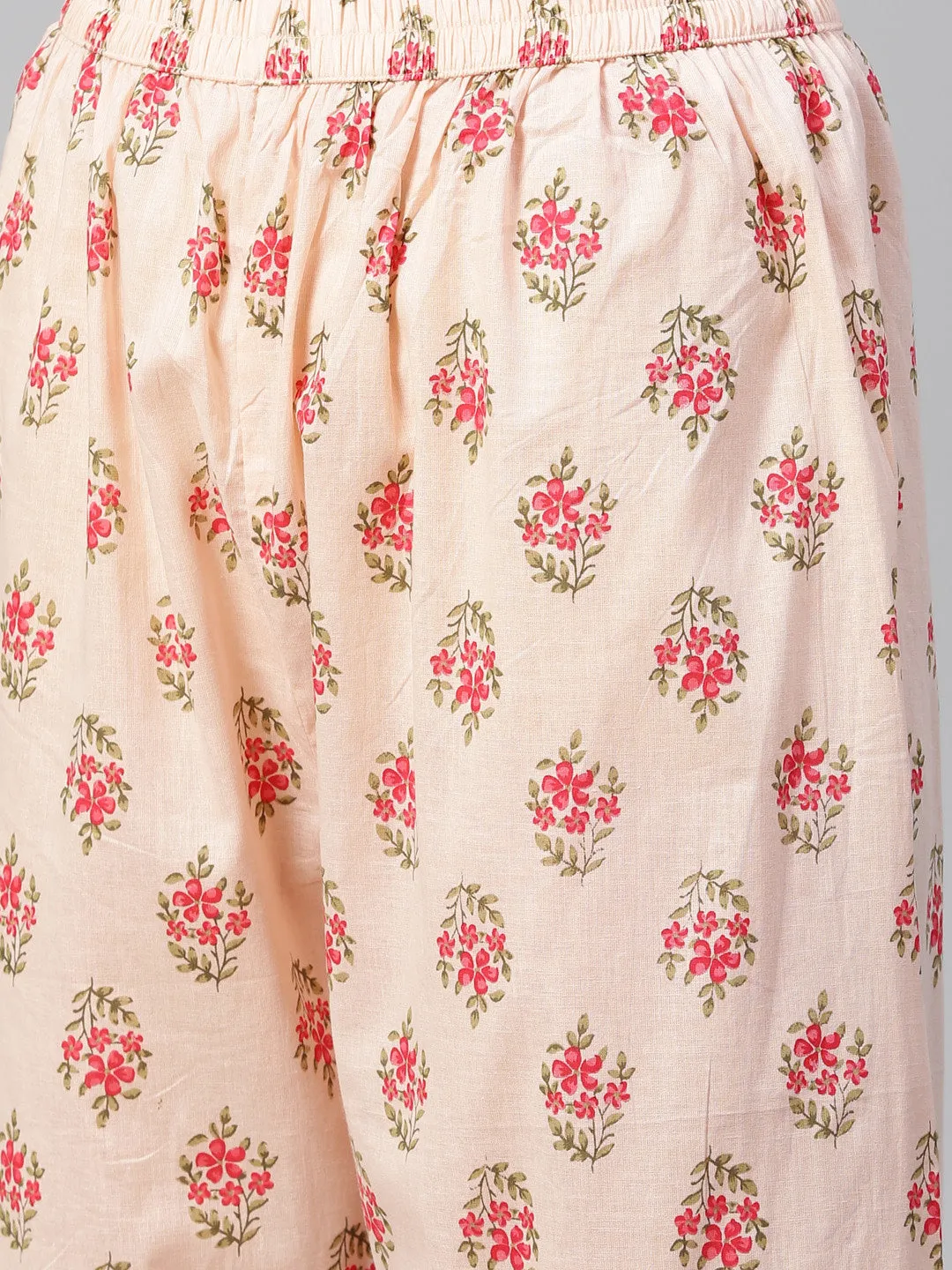 Jashvi Women Pink Floral Printed Kurta with Palazzos