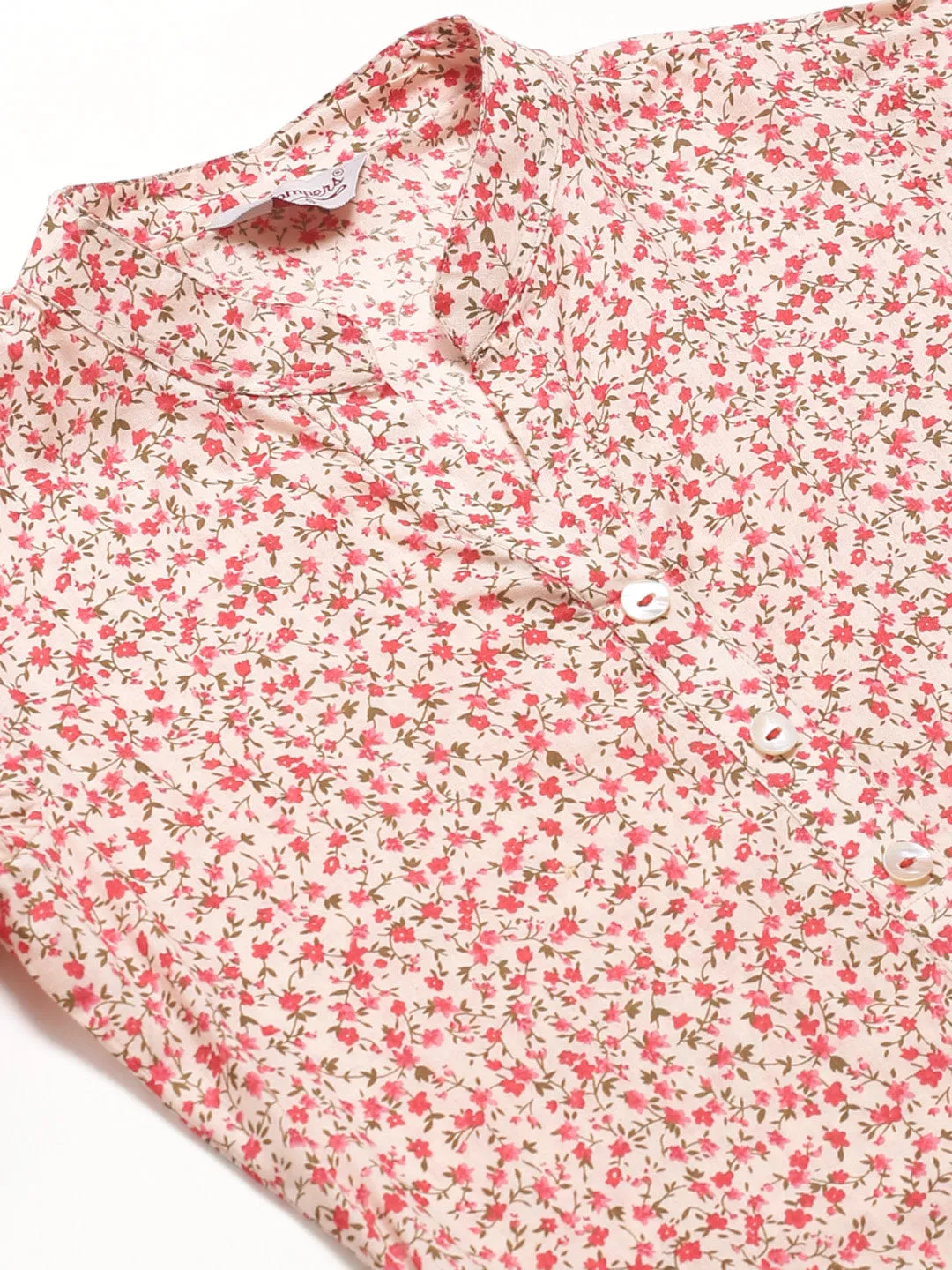 Jashvi Women Pink Floral Printed Kurta with Palazzos