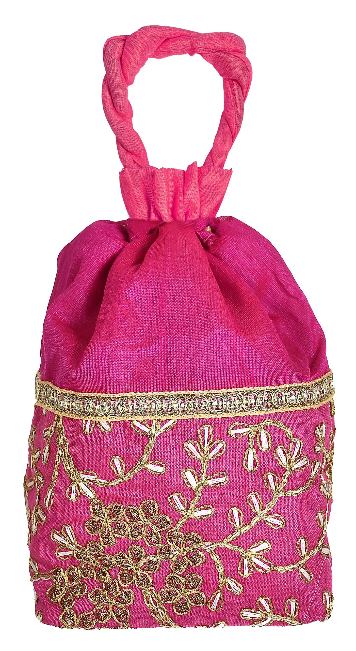 Kuber Industries Embroidered Design Drawstring Potli Bag -Pack of 2 (Pink) (HS_36_KUBMARTS019491)