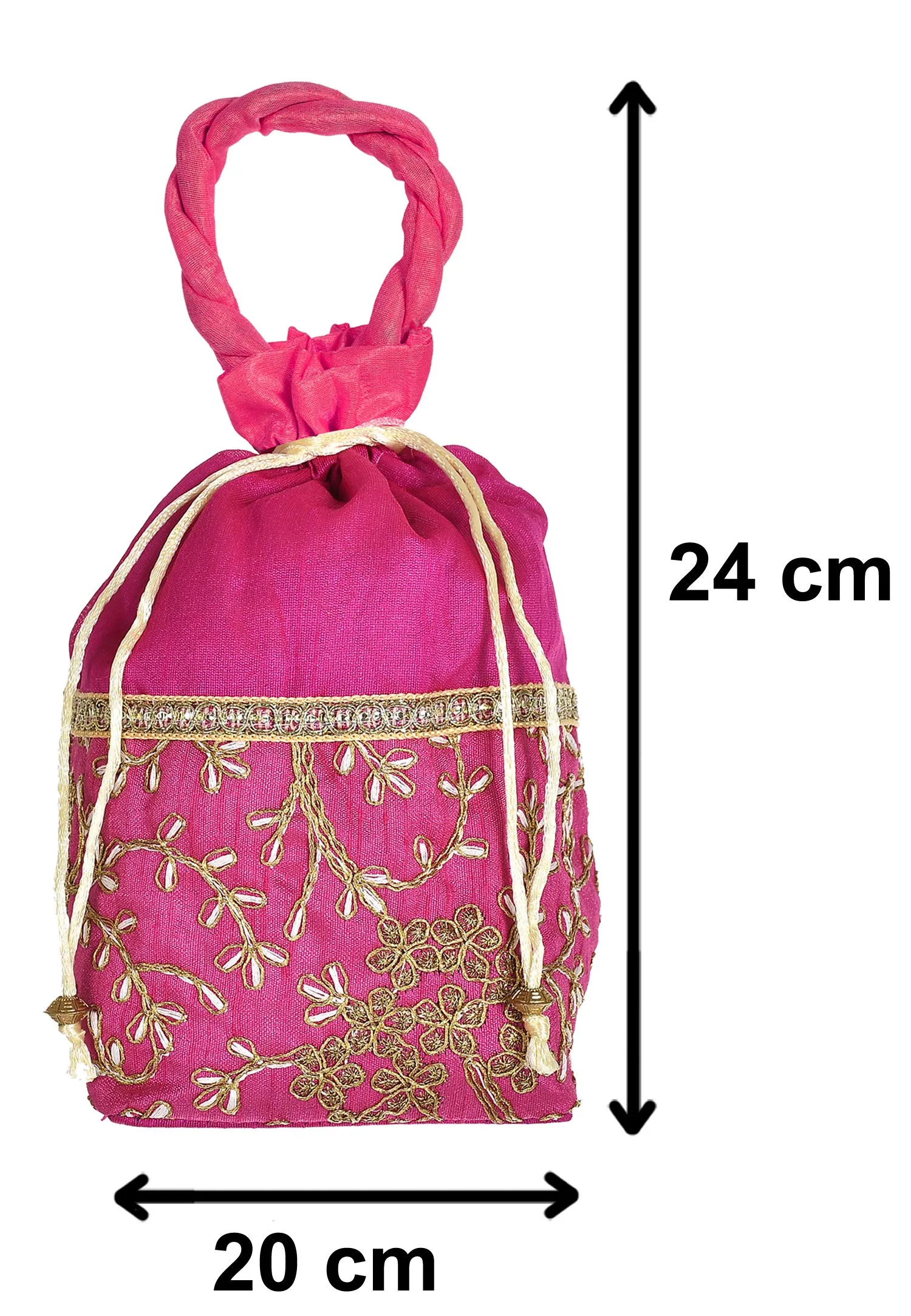 Kuber Industries Embroidered Design Drawstring Potli Bag -Pack of 2 (Pink) (HS_36_KUBMARTS019491)