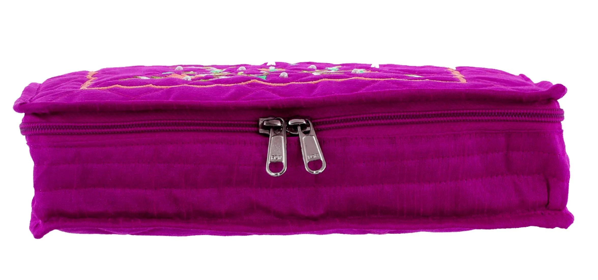 Kuber Industries Embroidery Design Cotton Jewellery Kit, Pink - CTKTC30590