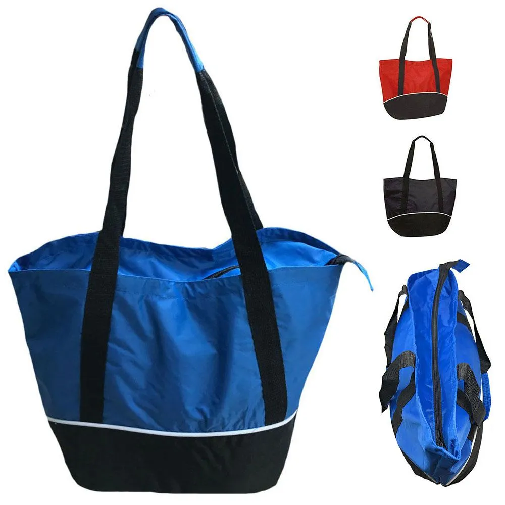 Large Big 18 x14inch Reusable Grocery Shopping Tote Bags Zippered Gym Sports School