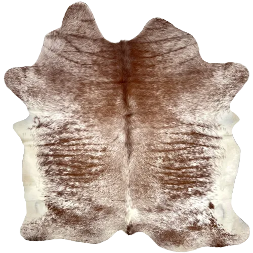 Large Reddish Brown and White Speckled Brazilian Cowhide - 7'7" x 6'2" (BRSP2098)