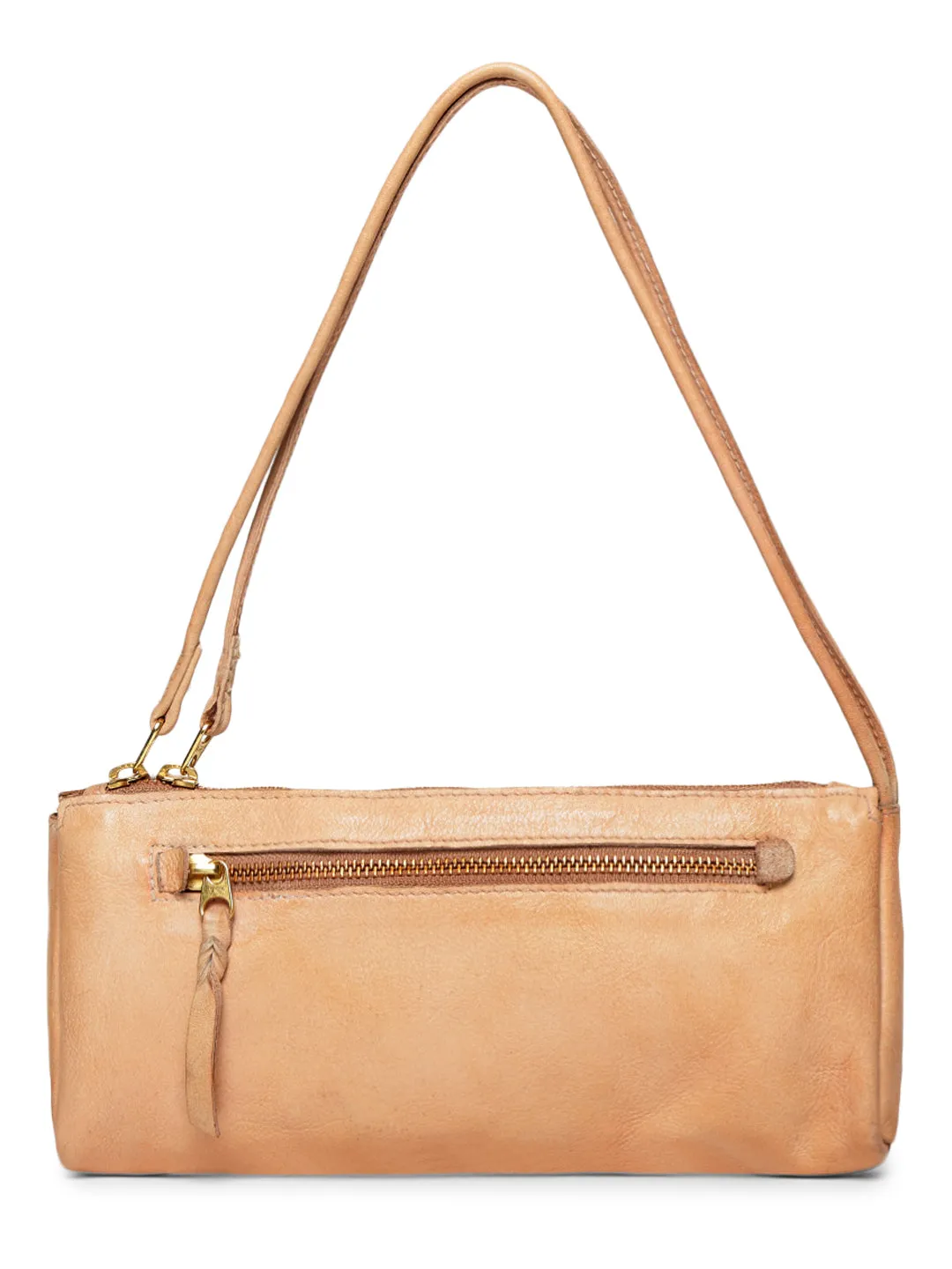 LUMINOSA: Cream Leather clutch Bag By Art N Vintage