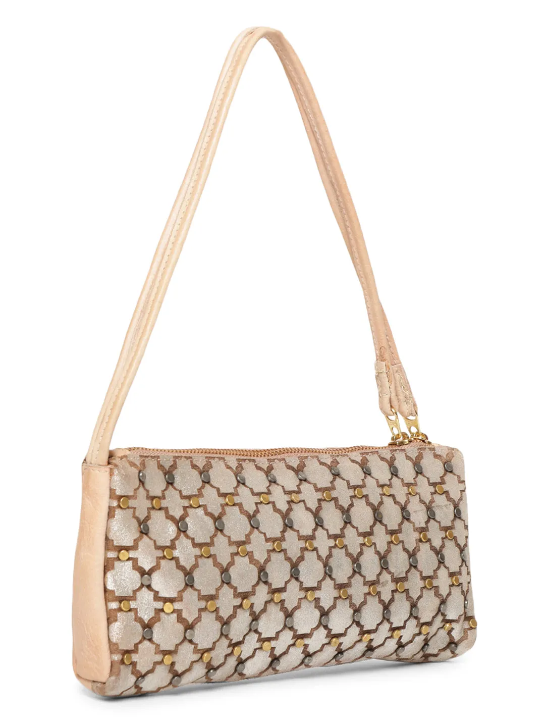 LUMINOSA: Cream Leather clutch Bag By Art N Vintage