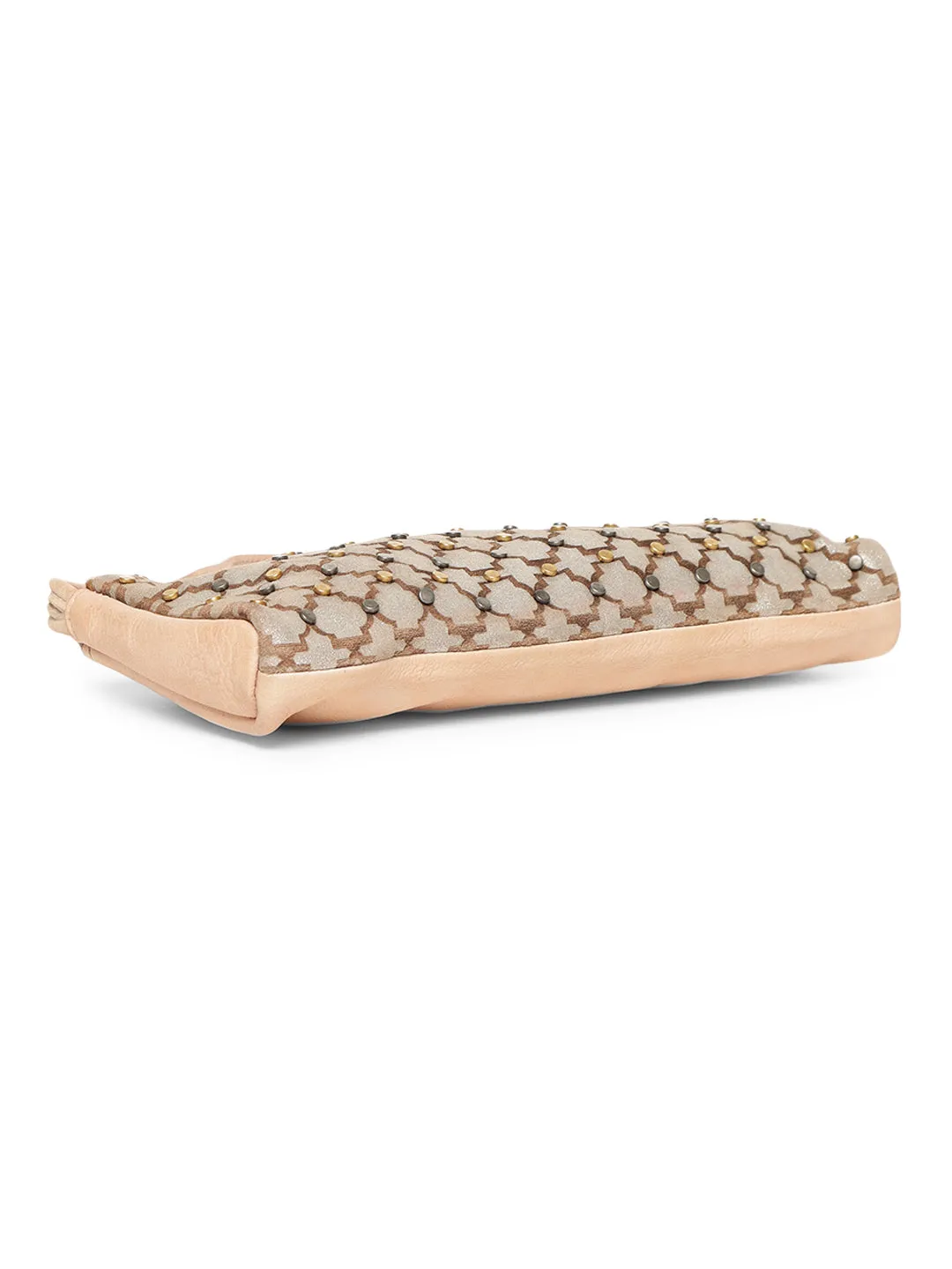 LUMINOSA: Cream Leather clutch Bag By Art N Vintage