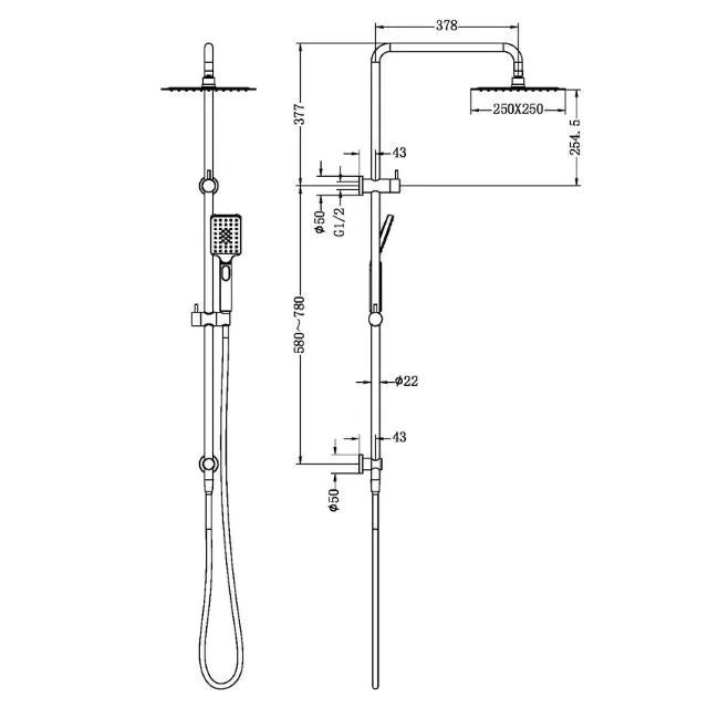 Nero Square Project Twin Shower Matte Black