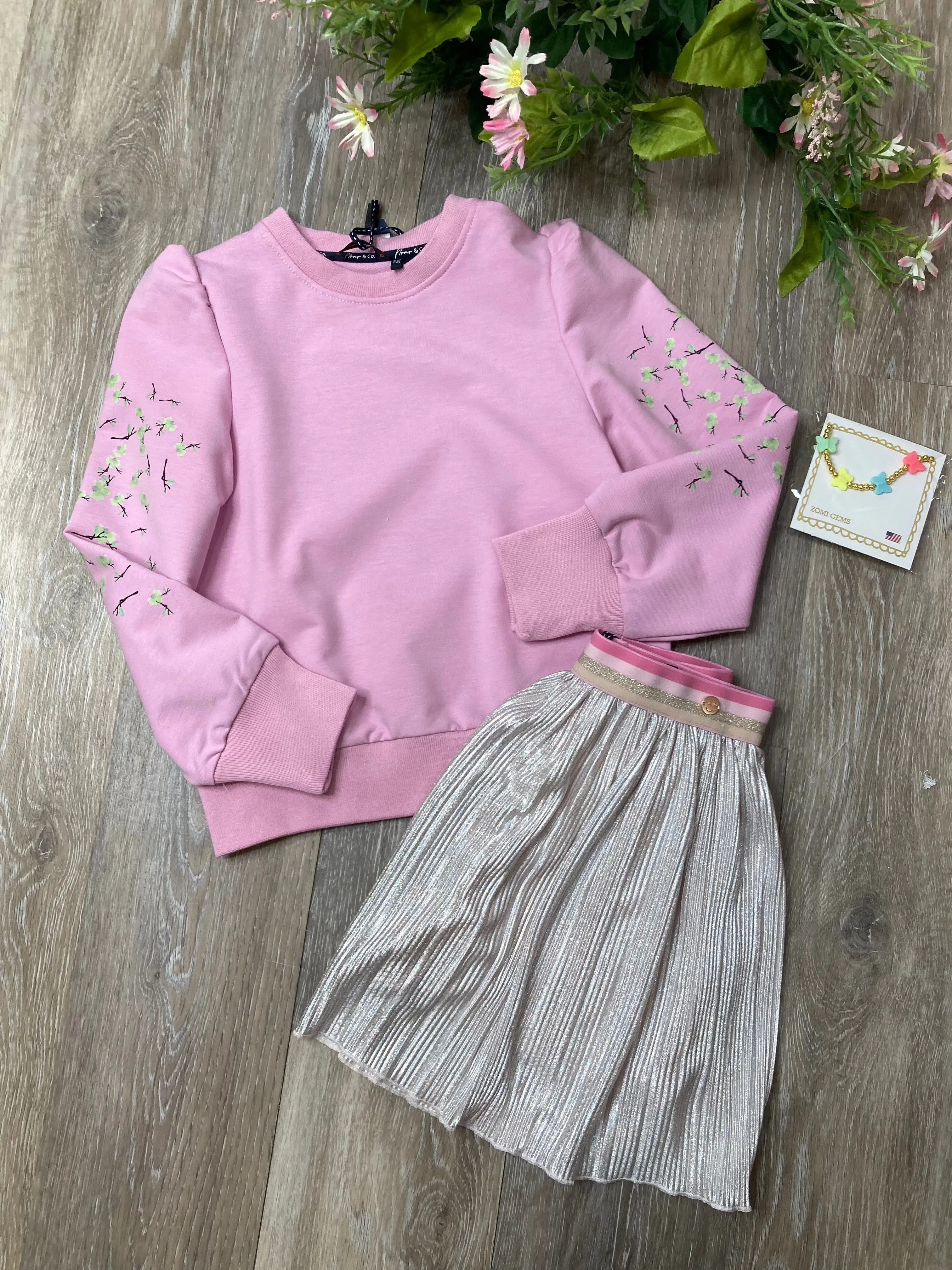 NON Purple Puff Sleeve Detail Sweatshirt