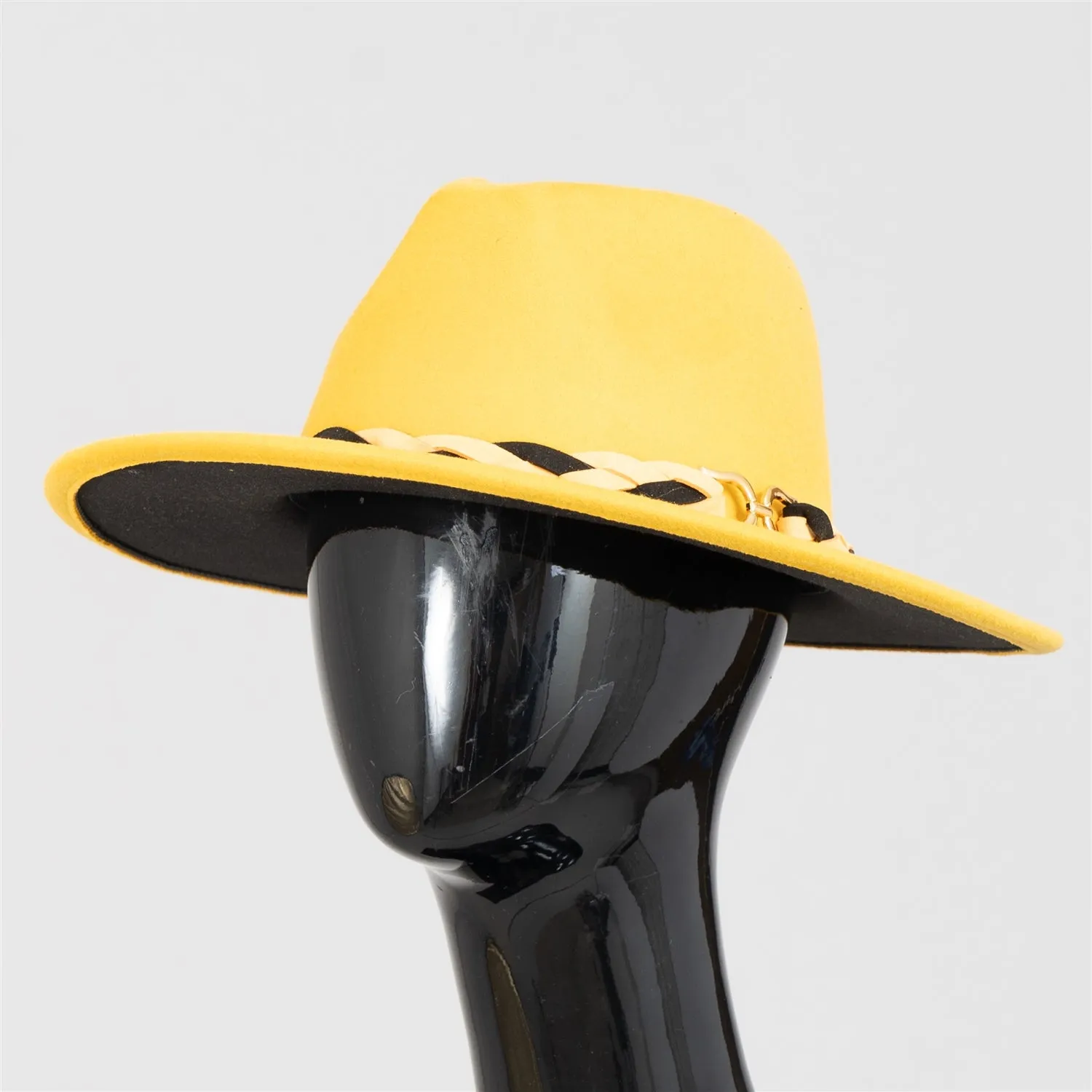 Passion 4 Fashion PF108 Two-tone Braided Buckle Fedora Hat