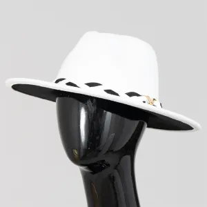 Passion 4 Fashion PF108 Two-tone Braided Buckle Fedora Hat