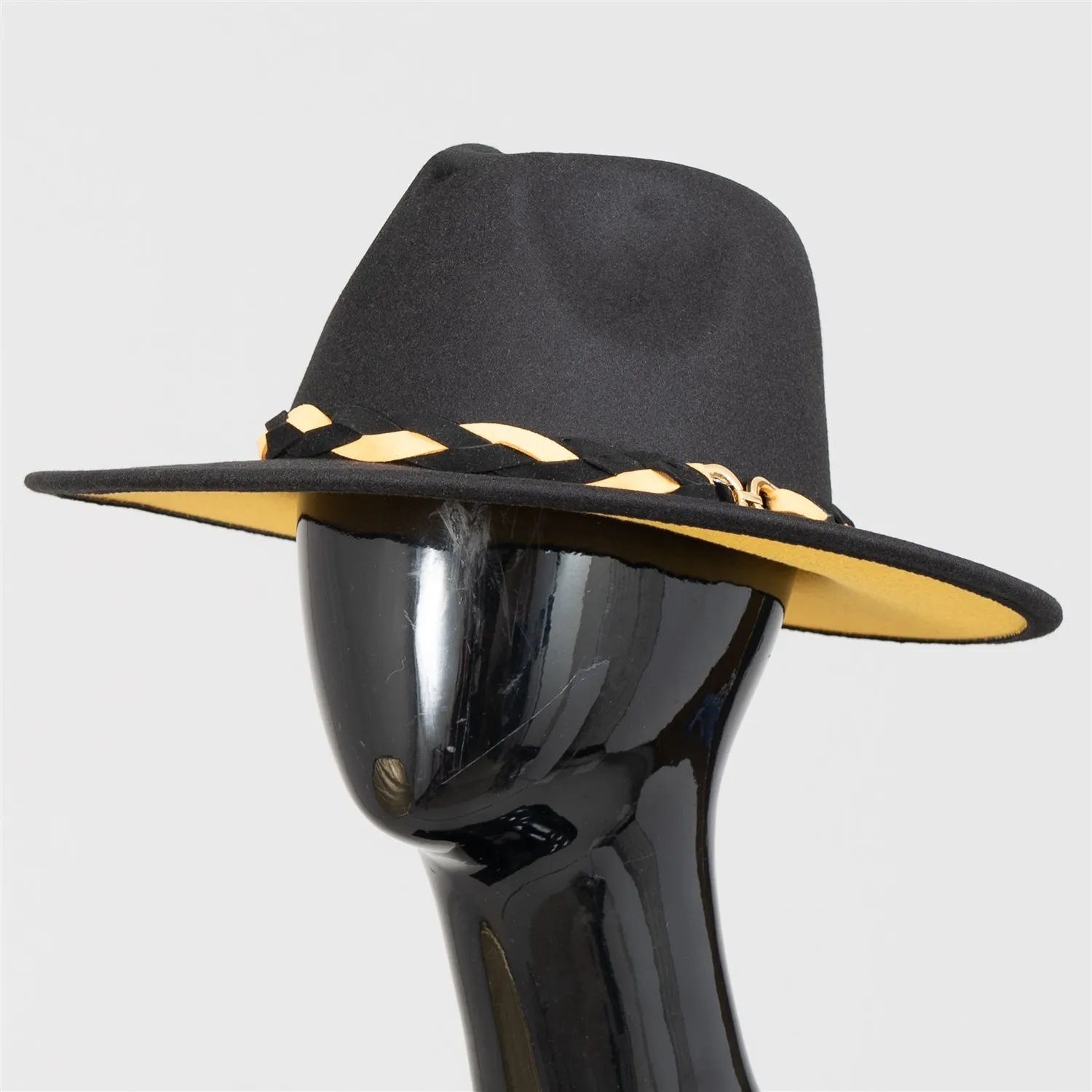 Passion 4 Fashion PF108 Two-tone Braided Buckle Fedora Hat