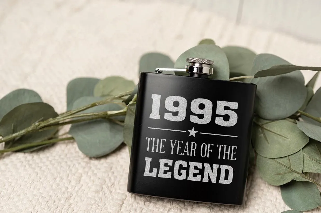 Personalized Year Of The Legend Birthday Matte Black Flask