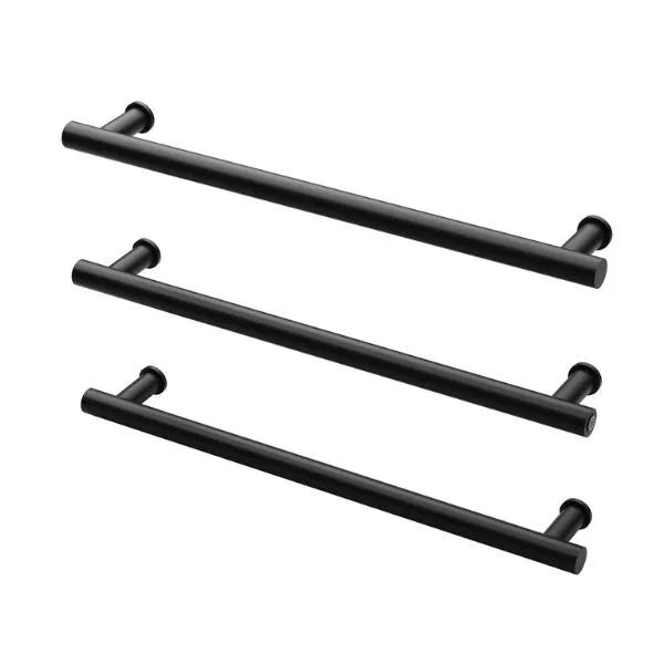 Phoenix Heated Triple Towel Rail Round 600mm - Matte Black
