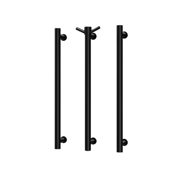 Phoenix Heated Triple Towel Rail Round 600mm - Matte Black