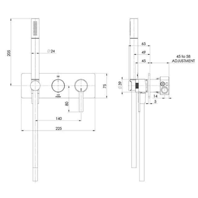 Phoenix Lexi MKII Wall Shower System Matte Black