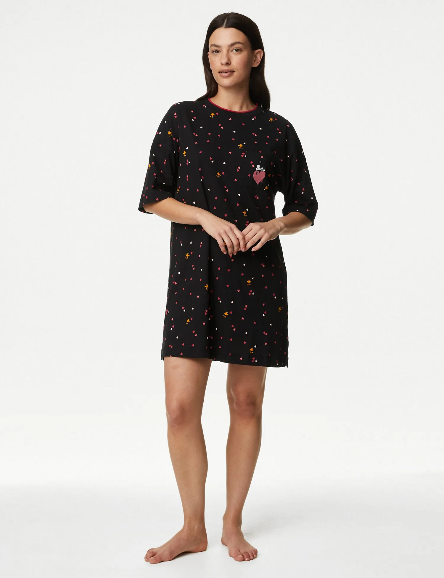 Pure Cotton Snoopy Heart Print Nightdress
