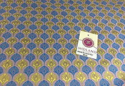 Retro Peacock Bird Feather Flower Fan Gold Lacquered Cotton Lawn Fabric 58" M546