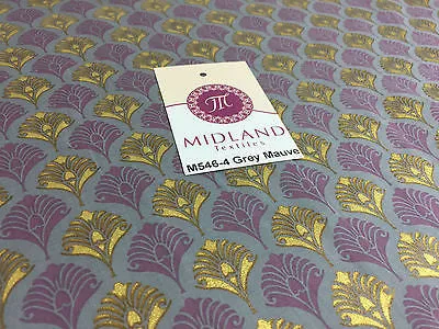 Retro Peacock Bird Feather Flower Fan Gold Lacquered Cotton Lawn Fabric 58" M546