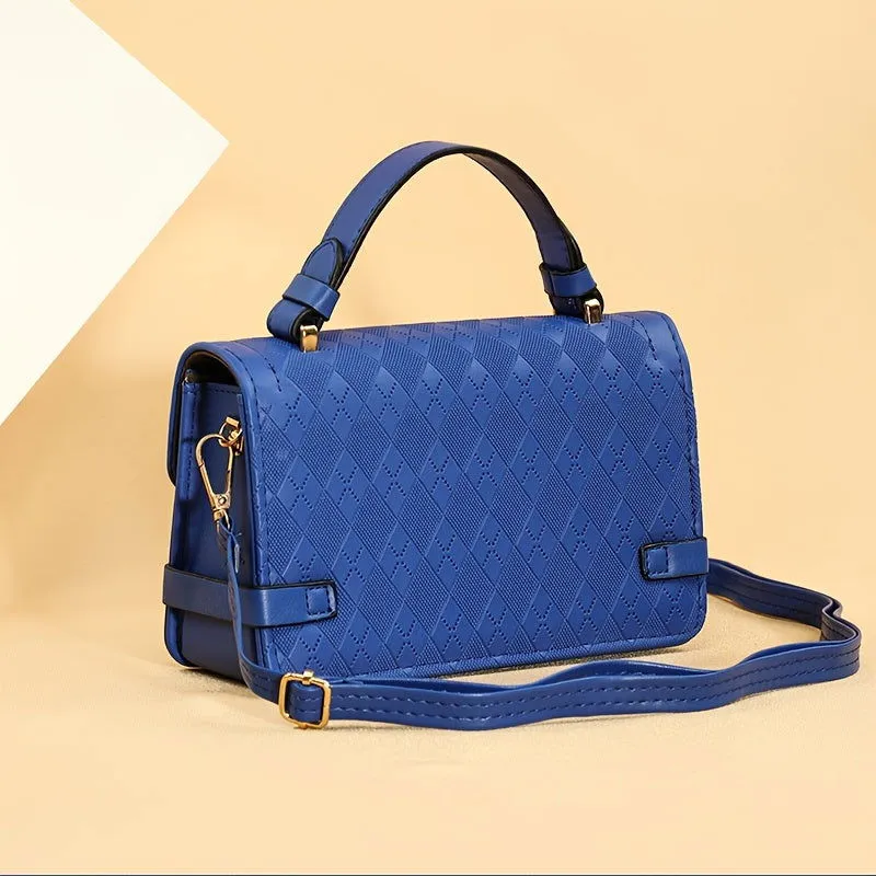 Retro Square Argyle Embossed Crossbody Handbags