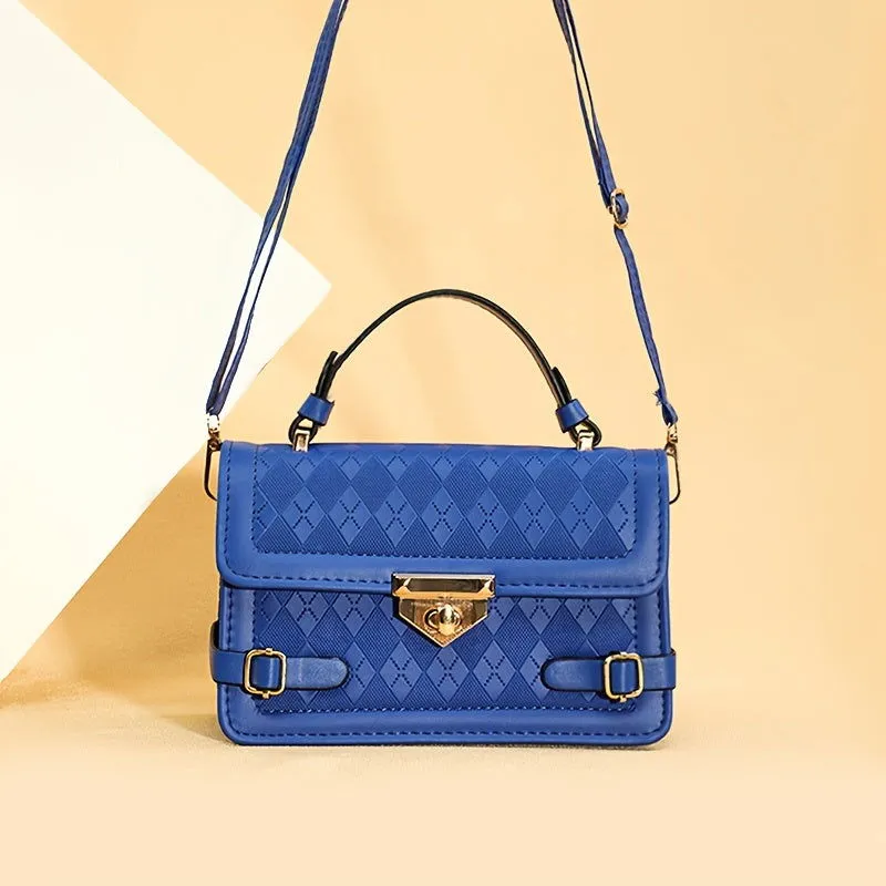 Retro Square Argyle Embossed Crossbody Handbags