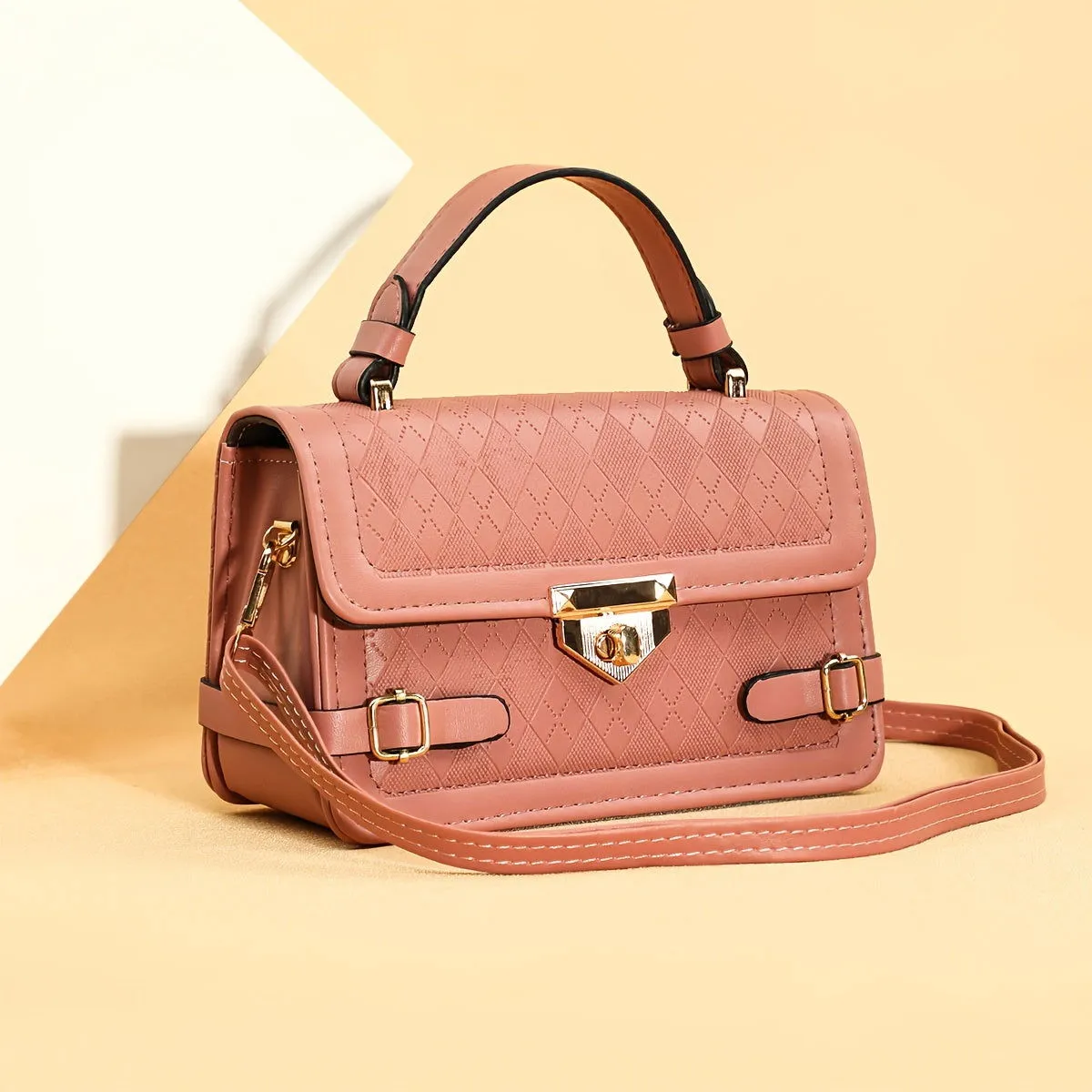 Retro Square Argyle Embossed Crossbody Handbags