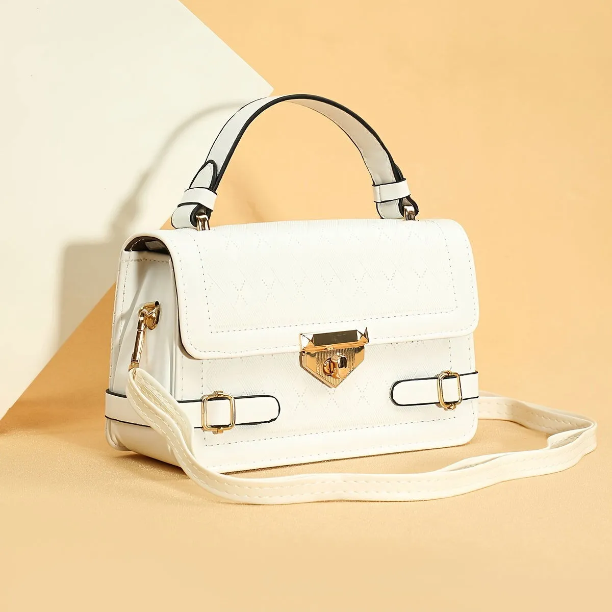 Retro Square Argyle Embossed Crossbody Handbags