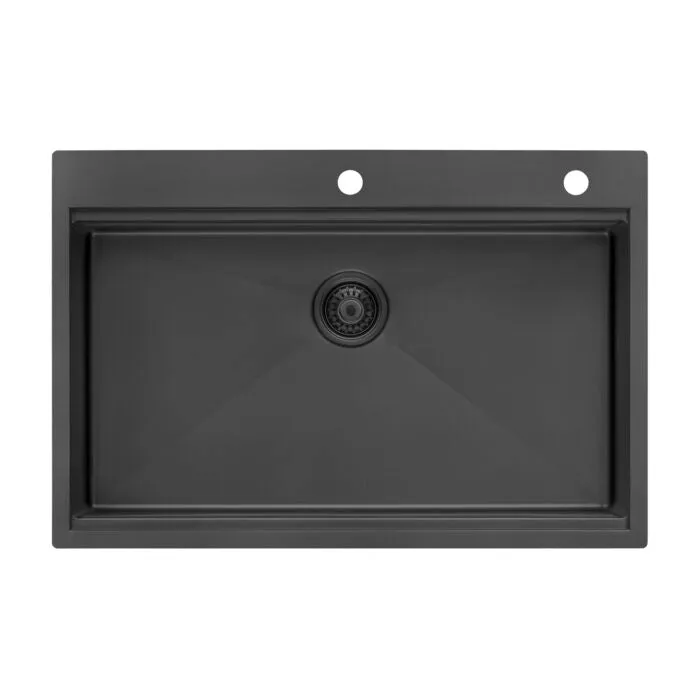 Ruvati 33 inch Gunmetal Black Stainless Steel Workstation Drop-in Topmount Kitchen Sink Single Bowl - RVH5003BL