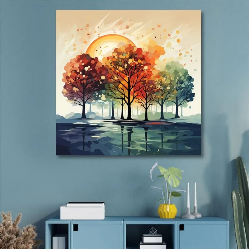 SAF paintings Wooden Framed Nature Art Canvas Wall Painting for Home Décor And Office||For Bedroom,Living Room Home wall and Office Interior 24X24Inch and Office CR-284