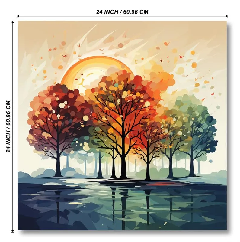SAF paintings Wooden Framed Nature Art Canvas Wall Painting for Home Décor And Office||For Bedroom,Living Room Home wall and Office Interior 24X24Inch and Office CR-284