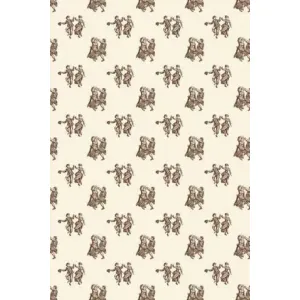 Sajou Oilcloth Fabric | Brown Characters