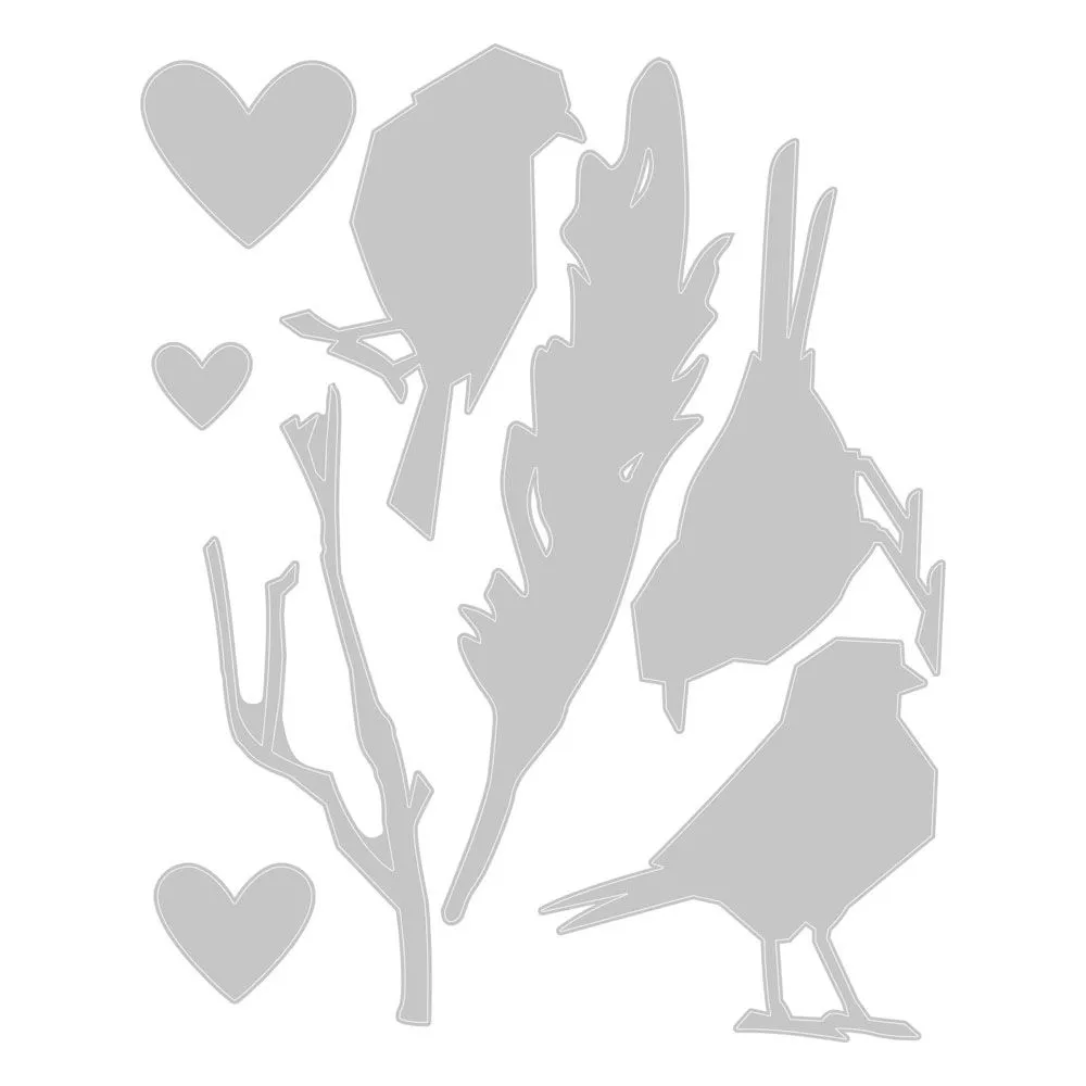 Sizzix Thinlits Dies By Tim Holtz 8/Pkg - Vault Lovebirds