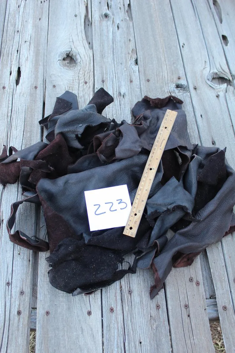 Soft brown leather scraps , Elkskin scraps , Scrap craft leather pieces , 223