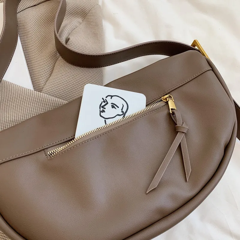 Soft Vegan Leather Crescent-shaped Hobo Crossbody Bags